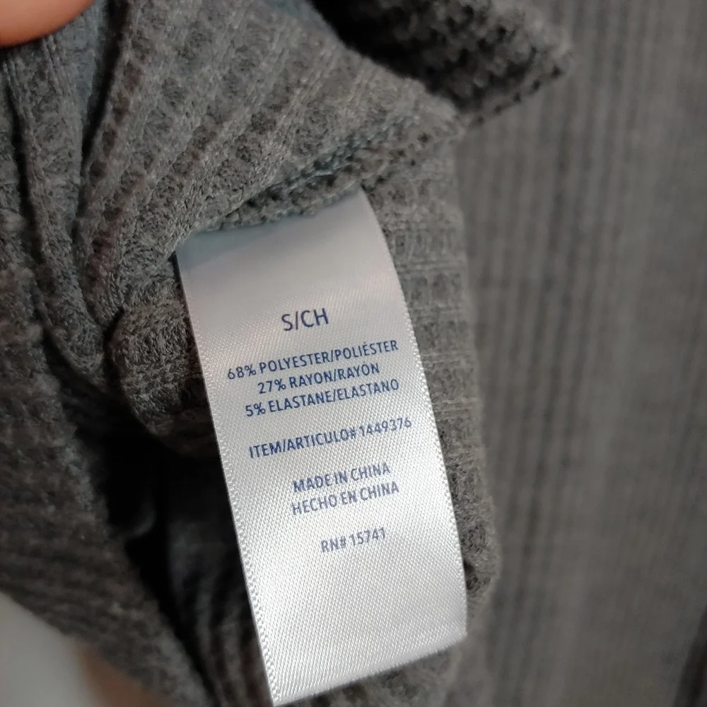 Splendid Long Sleeve Waffle Knit Top Charcoal Gray Relaxed Boxy Fit Small - Picture 7 of 7